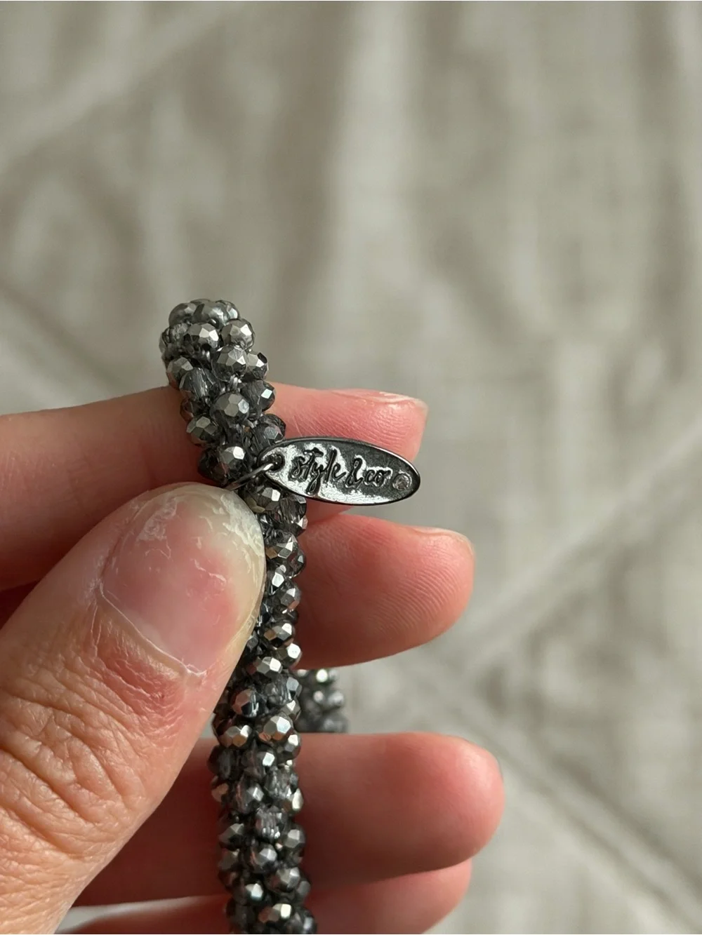 Long Beaded Chain Link Necklace